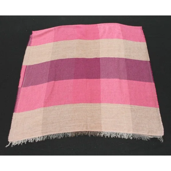 Effeto Moda Cashmere Lana Italy Scarf Shawl Wrap Pink Colorblock 34x70 NWT