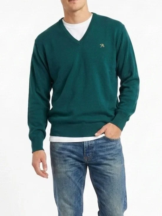 Vintage Arnold Palmer Teal V-Neck Sweater Size 40 Grandpacore Golf Preppy Top