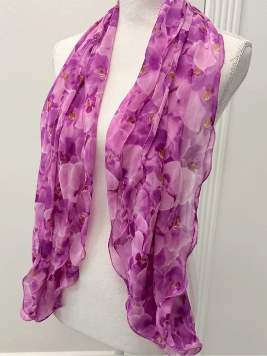 Calvin Klein Purple Floral Sheer Scarf