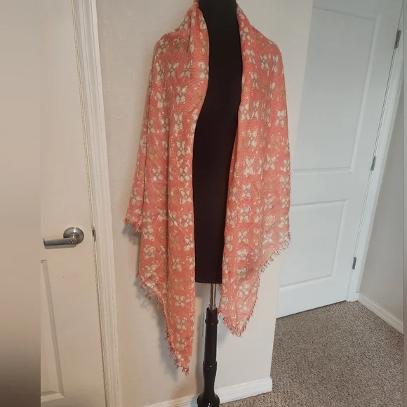 Floral Coral Wrap Scarf Bundle