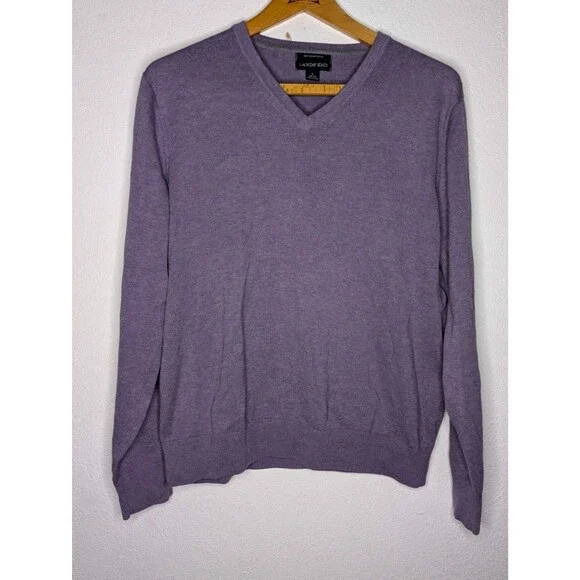 Lands' End Sweater Mens Large (42-44) Purple Supima Cotton Pullover (000)