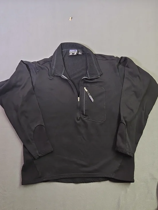 Vintage Patagonia R1 Flash Pullover 1999 Made In USA Black Grid Fleece L 40100