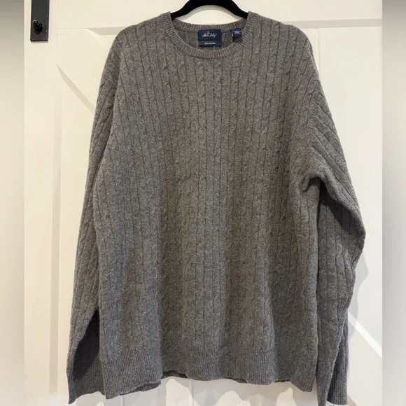 Allen Solly 100% Cashmere Cable Knit Gray Crewneck Sweater