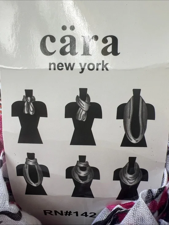 White, Dark Pink, Black and Burgundy Patterned Fashion Scarf