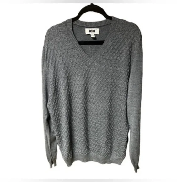 Joseph Abboud‎ Merino Wool Textured V Neck Sweater