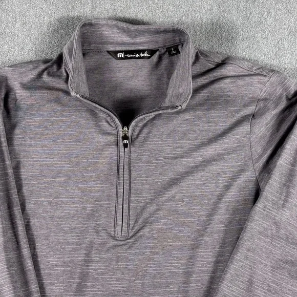 Travis Mathew Mens Gray Space Dye Quarter Zip Pullover Golf Shirt Size S Small