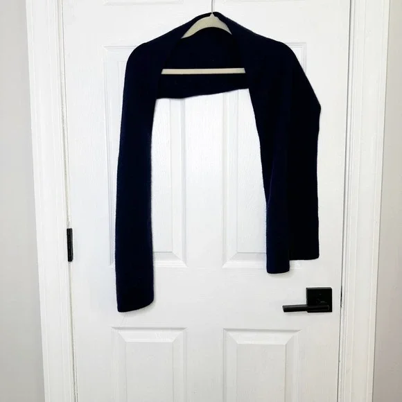 Portolano‎ 100% Cashmere Scarf Slim Women OS Navy Blue EUC Knit Luxury