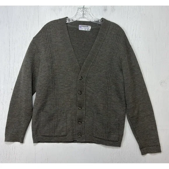 Mens Kilspindie Of Scotland Cardigan Size M Green 100% Virgin Wool Made in U.K.