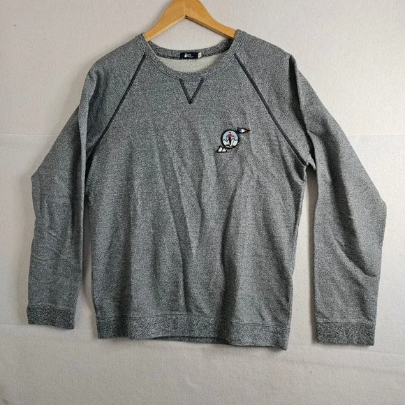Le Slip Francais Mens Grey Cotton Skier Patch Sweatshirt Made in France Large