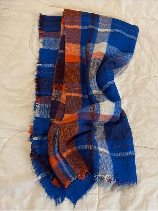 Zara Blue and Orange Plaid Throw