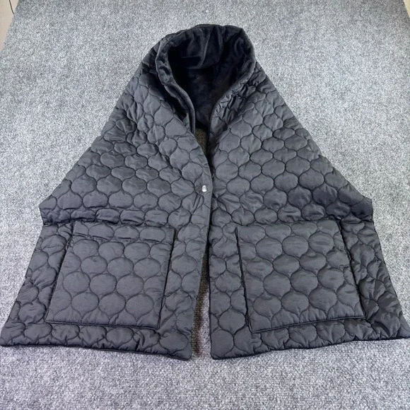 Unbranded Quilted Puffer Scarf Unisex OS Black Fleece Lined Pocket Wrap Gorpcore