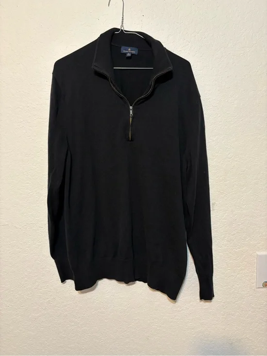 Brooks Brothers Merino Wool Black Quarter-Zip Men's Sweater