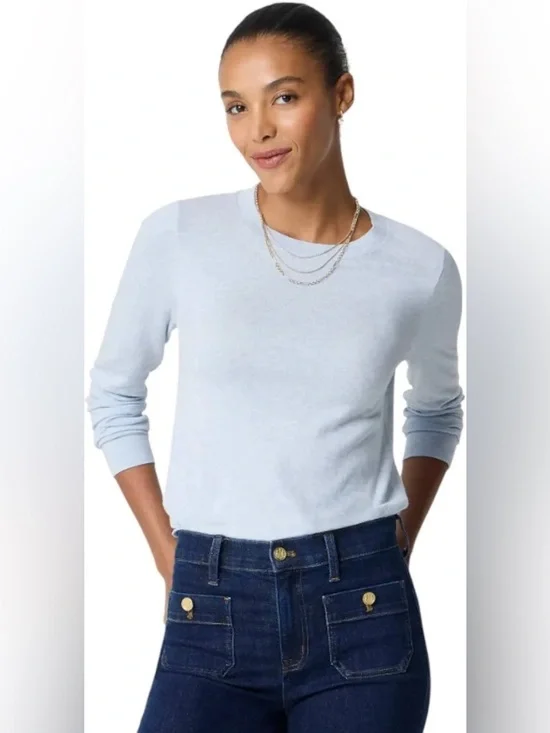 J Crew Women’s Small Light Blue Heather Sky Crewneck Teddie Sweater NWT Knit Top