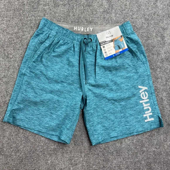 Hurley Swim Shorts Large Blue Heathered 4-Way Stretch Regular Fit NWT Mens