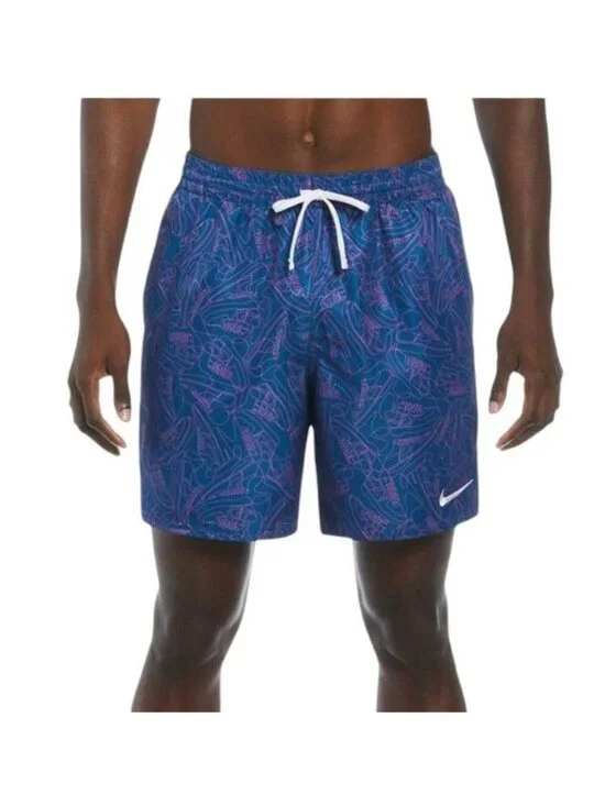 Nike Swim Blue Sneakers 7” Volley Shorts NESSE522-417 Men’s L New with‎ Tags
