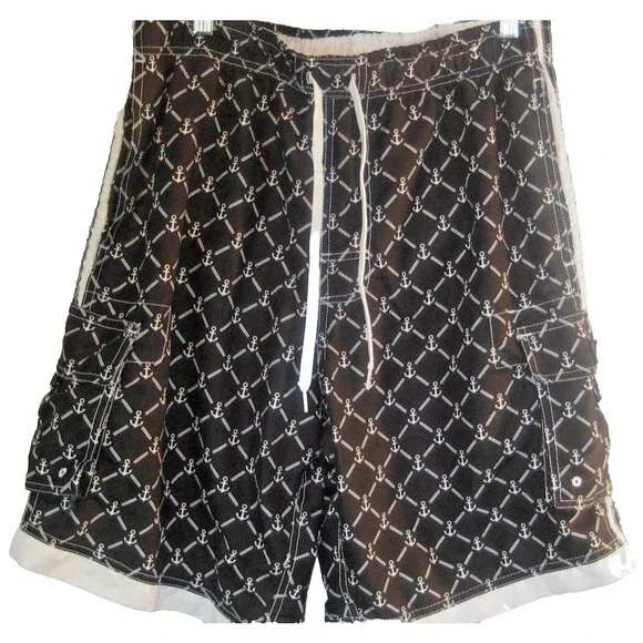 Mens Uzzi Amphibious Black Poly Swim Board Shorts Trunks sz Lg x 10