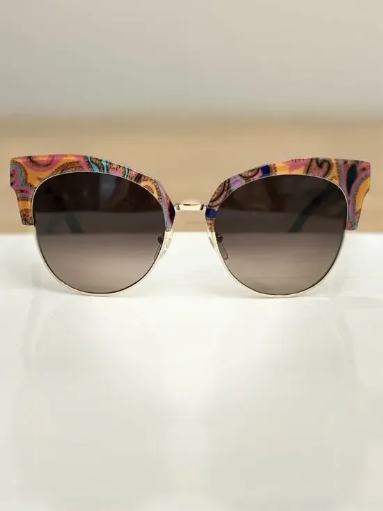 ETRO ET108S 800 Women’s Cat Eye Sunglasses Brown/Orange Paisley 54-18-140 IItaly