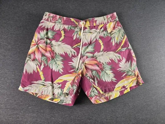 Polo Ralph Lauren Shorts Mens Medium Pink Tropical Floral Swim Trunks Hawaiian