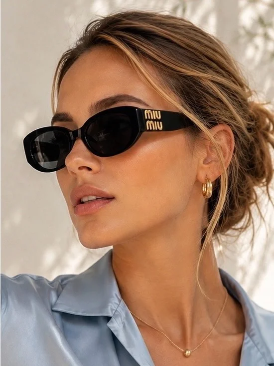 MIU MIU Sunglasses SMU 11WS 1AB5SO Black Gold Dark Gray Lens Women Authentic