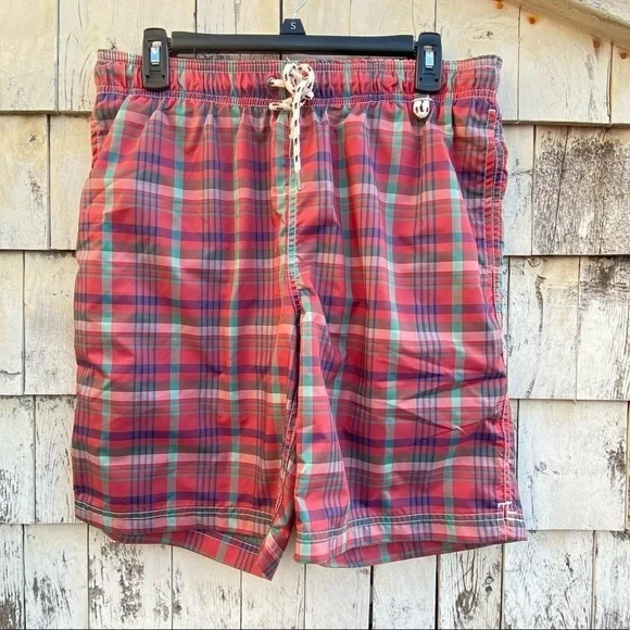 Land’s End Plaid  Men’s Volley Swim Trunks