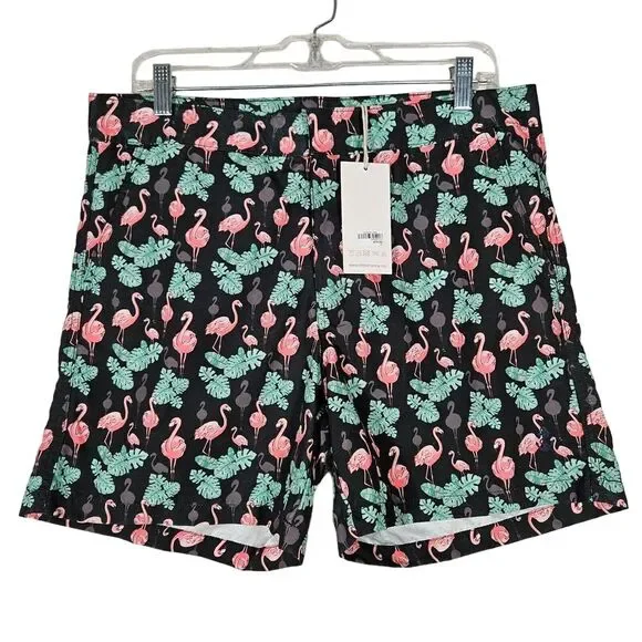Retromarine NY Mens‎ Size 32 Swim Trunks Shorts Flamingo Print Mesh Lined NWT
