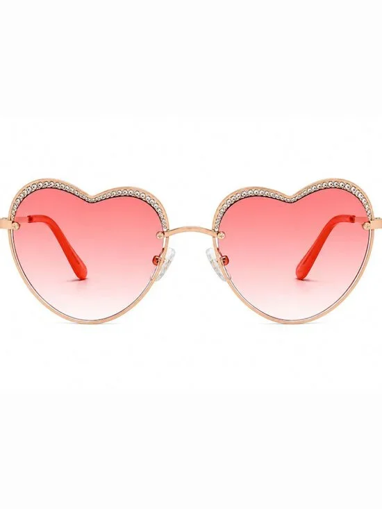 BEBE BBOP-1030CE-718 Women's  Light Gold Heart/Pink Gradient Lenses Sunglasses