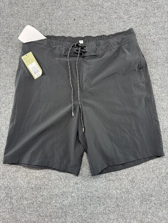 Board Shorts Mens Large Gray Quick Dry 4-Way Stretch Swim Trunks Elastic Waist