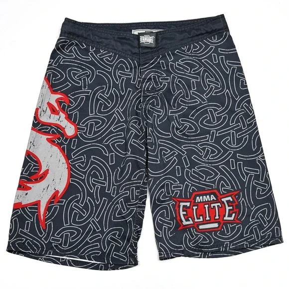 MMA Elite Board Shorts Mens Medium Dragon‎ Fighting Martial Arts Swim Trunks
