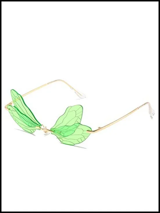 Rimless Dragonfly Wing Sunglasses UV400 Metal Frame Unisex