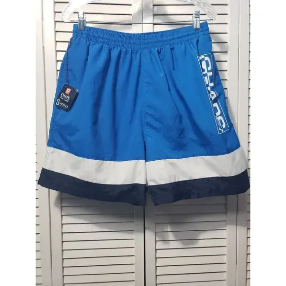 Chaps Ralph Lauren Swim Trunks Men's Size Large Blue Spell Out Lined Shorts‎ NWT