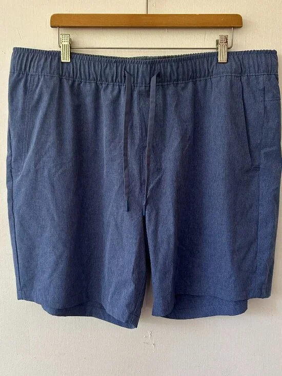 Eddie‎ Bauer Swim Shorts Mens XXL Blue Pockets Tie Waist Swimwear