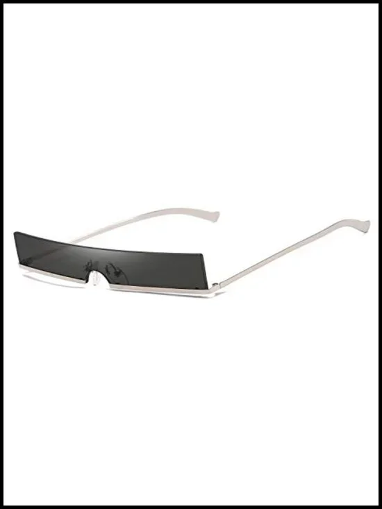 Vintage Frameless Rectangle Sunglasses UV Protection Metal Temples