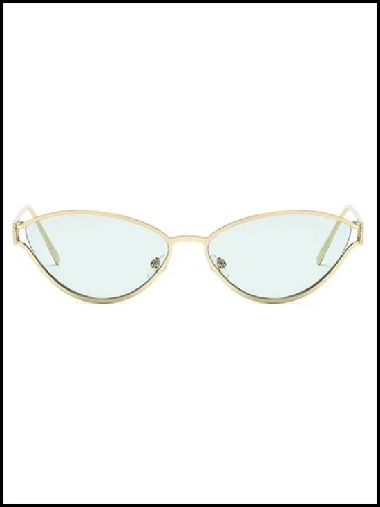 Cat Eye Sunglasses Women Metal Triangle Shades UV400 Oval Eyewear