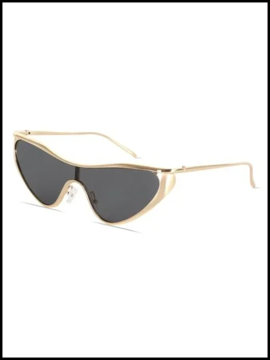 Silver Y2K Retro Cat Eye Sunglasses Metal Frame UVA/UVB Protection