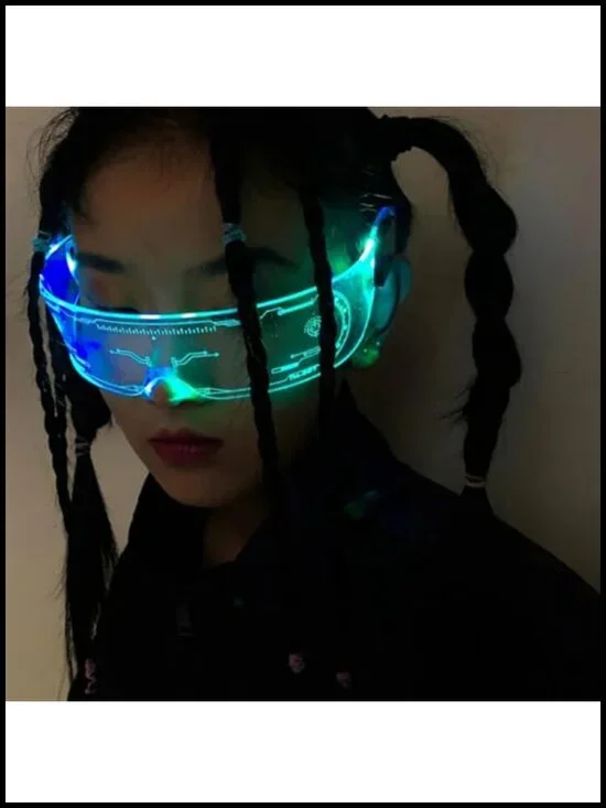 LED Luminous Cyber Glasses - 7 Color Changing Rave Party Sunglasses