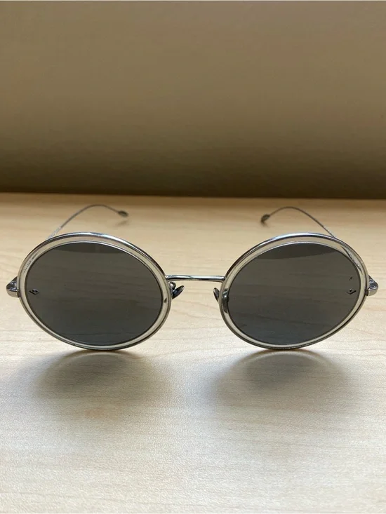 GIORGIO ARMANI Vtg Sunglasses Made In Italy Round Circle Cable Silver