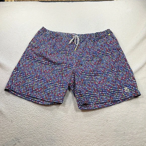 Psycho Bunny Swim Trunks Mens 3XL Blue Multi Dot B9W180D1NS Board Shorts Logo