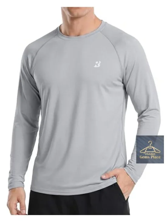 Men's UPF 50+ Long Sleeve Rash Guard, Quick Dry UV Sun Protection Swim Shirt