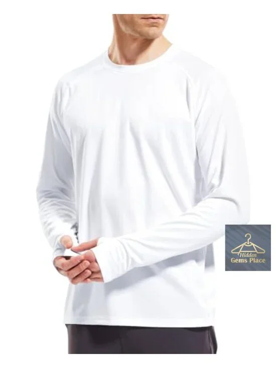 Men's UPF 50+ Long Sleeve Rash Guard Sun Shirt Dry Fit Fishing Running