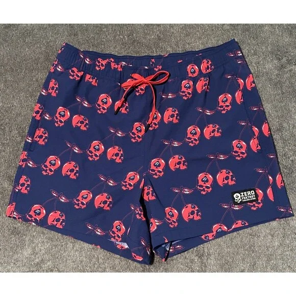 Zero Foxtrot Swim Trunks Mens XL Skull Cherries Stretch Waist Lined Shorts 2024