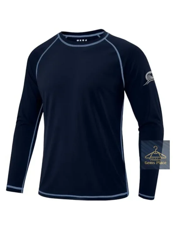 Men's UPF 50+ Long Sleeve Rash Guard UV Sun Protection Swim Shirt