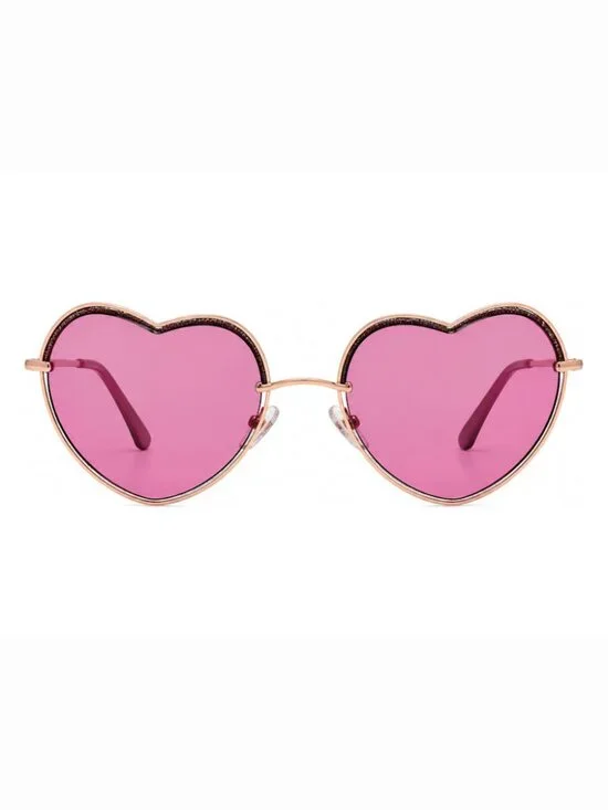 BEBE BBOP-1030CE-668 Women's  Rose Gold Heart Frame / Pink Lenses Sunglasses