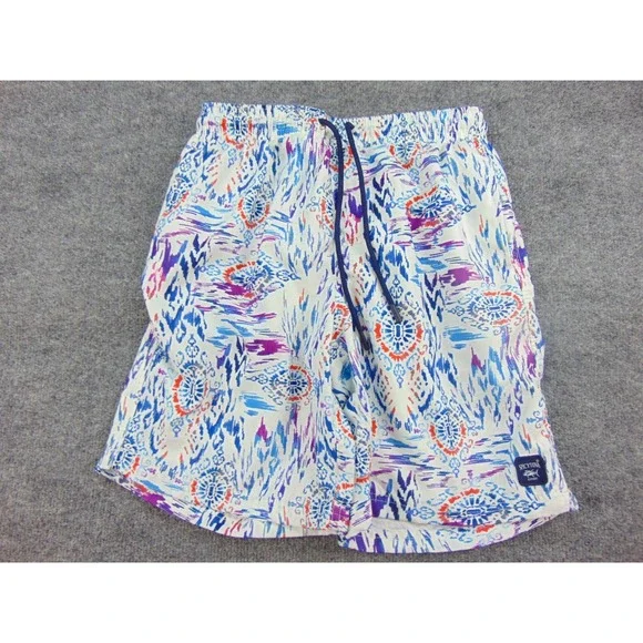 Spicy Tuna Swim Trunks‎ Mens Small Multicolor Ikat Abstract Beach Summer Surf