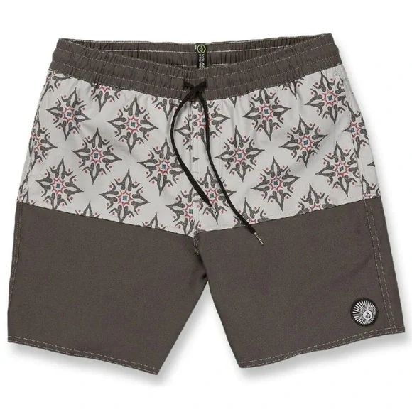 Volcom Unbalanced Stoney Trunks Stylish Patterned Swim Shorts