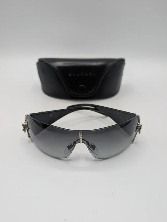 Bvlgari Limited Edition Crystal Black Shield Sunglasses