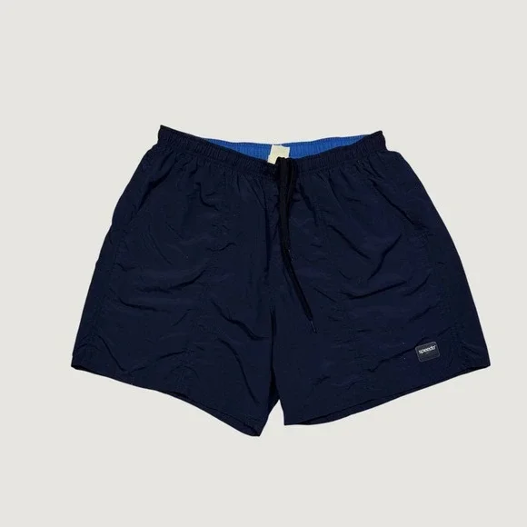 Speedo Mens Navy Blue Swim Trunks Mesh Lined Pockets Drawstring Shorts XL