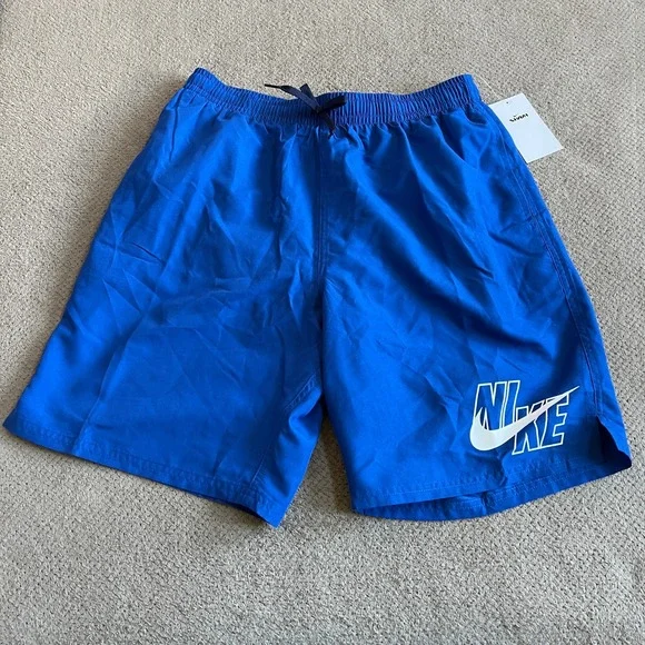 Nike Swim Mens Blue Logo Board Shorts NESSG573-494 Size L‎