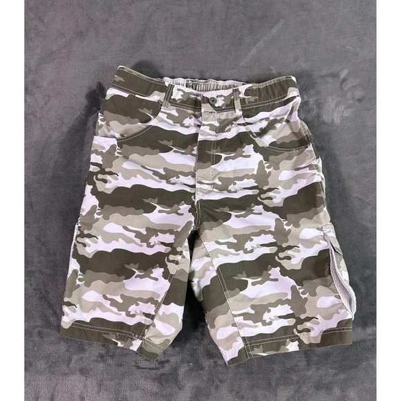 Vintage KIR Keepin‎ it Reel Fishing Mens Camo Cargo Swim Trunks Board Shorts L