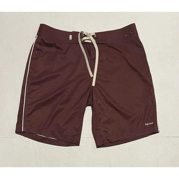Rhythm Board Shorts Men's Size 32 X 9.5 Burgundy Maroon Stretch Swim Trunks