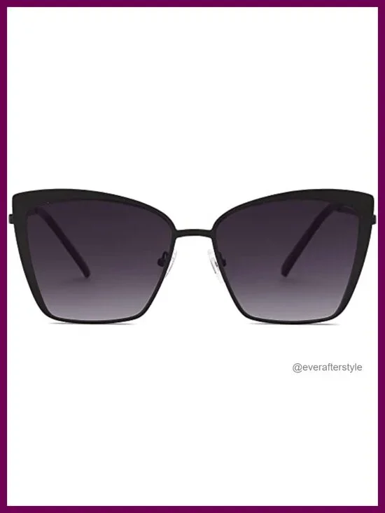 Oversized Cateye Sunglasses Women Mirrored Metal Frame UV400 Protection Classic